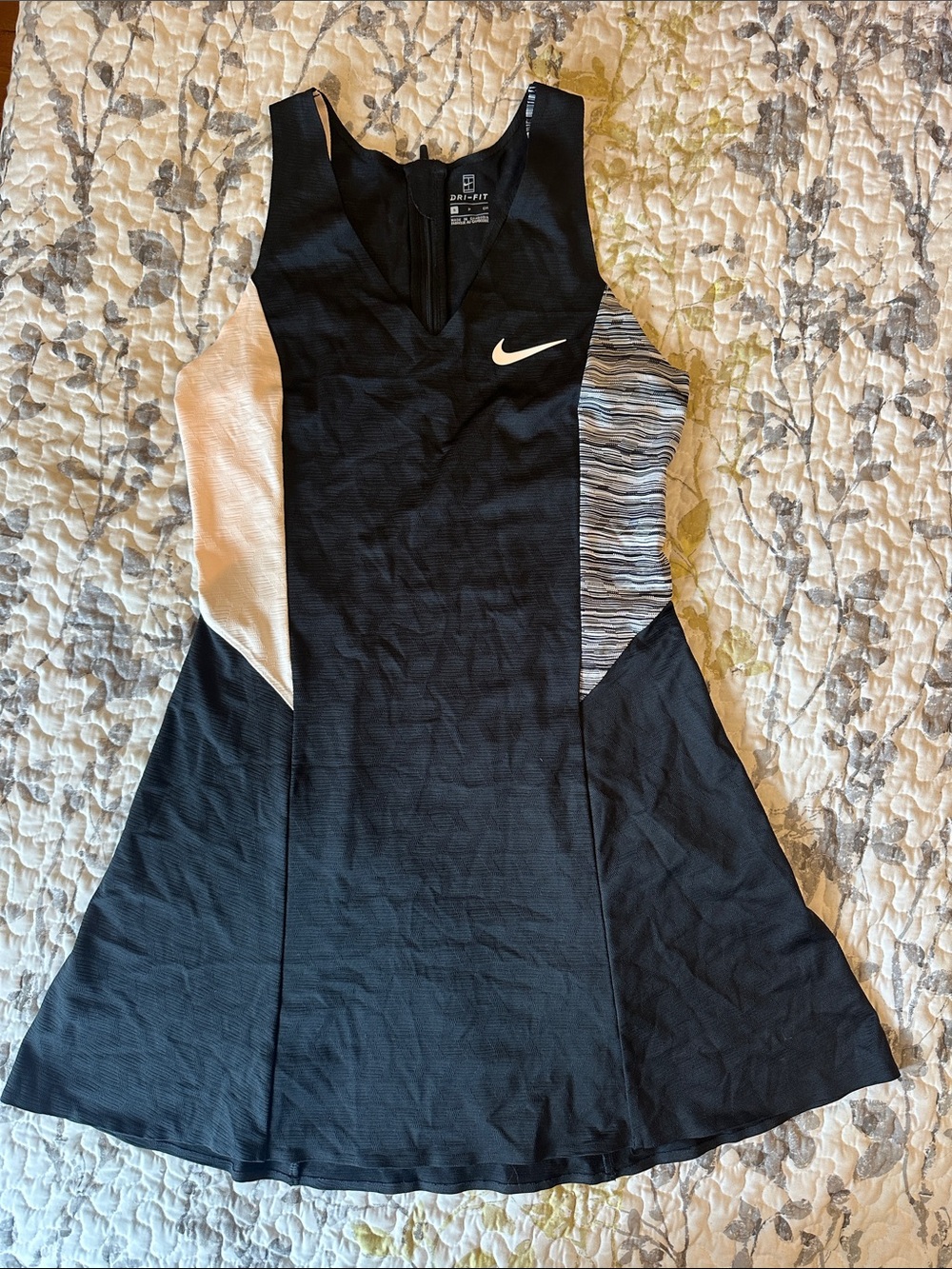 Nike Black Tennis Dress with White and Heathered Gray Side Panels